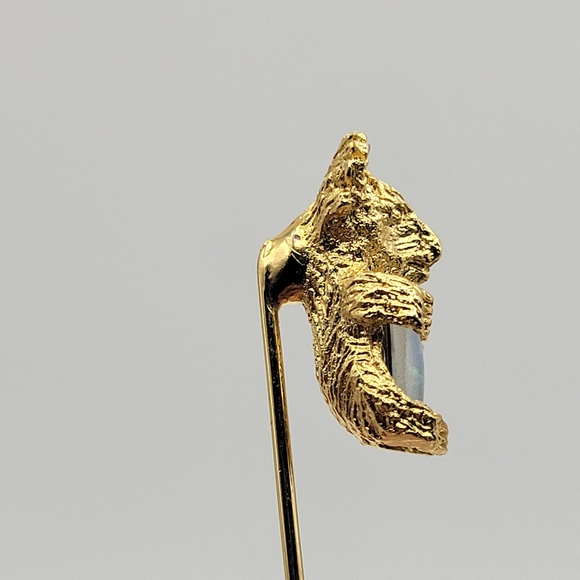 Vintage Genuine Australian Blue Opal Koala Gold Tone Hat Lapel Tie Pin Brooch - Picture 3 of 8